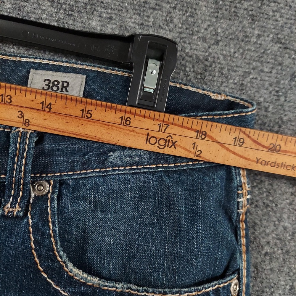 BKE Tyler Straight Jeans Mens Fits 38x28 Relaxed Straight Distress Thick Stitch‎ - Picture 7 of 11
